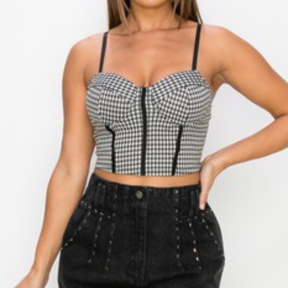 Mini Houndstooth Knit Tank Top